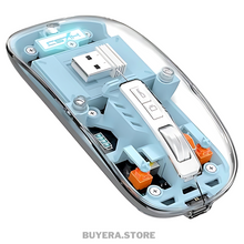 Transparent Wireless Mouse Supports 2.4G Double Bluetooth Option C-TYPE Charging With Mouse Pad