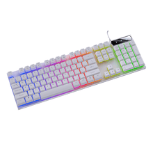 Mechanical keyboard with RGB lighting on a white background