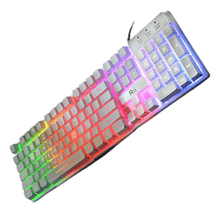 Gaming keyboard with RGB lighting on a white background