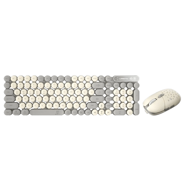 Keyboard and mouse set with a unique design on a white background