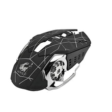 Black and silver gaming mouse on a white background