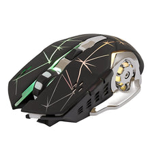 Gaming mouse with black and gold design on a white background