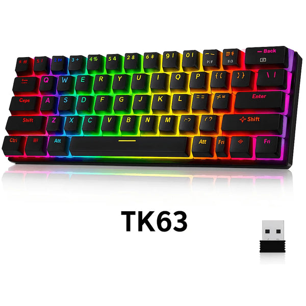 RGB keyboard with USB receiver on a white background