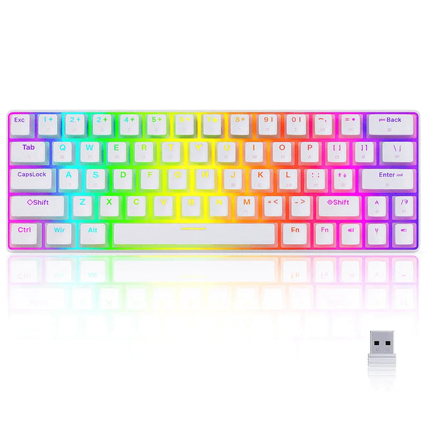 Colorful keyboard with rainbow backlighting on a white background